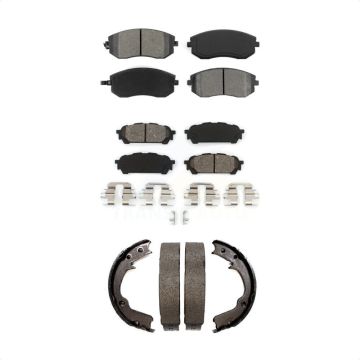 Front Rear Semi-Metallic Brake Pads And Parking Shoe Kit For Subaru Impreza Forester Saab KSN-100666