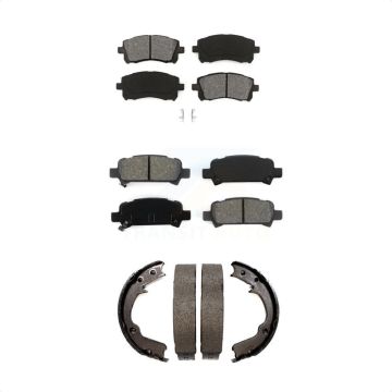 Front Rear Semi-Metallic Brake Pads & Parking Shoe Kit For Subaru Impreza Forester Legacy KSN-100667