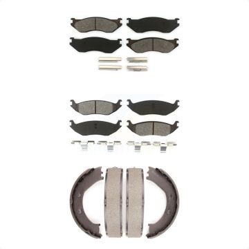 Front Rear Semi-Metallic Brake Pads And Parking Shoes Kit For Dodge Ram 1500 Durango KSN-100675