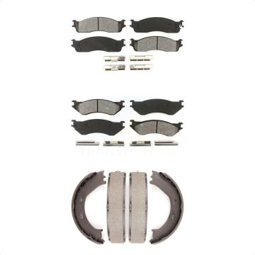 Front Rear Semi-Metallic Brake Pads Parking Shoe Kit For Dodge Ram 1500 With 5 Lug Wheels KSN-100677
