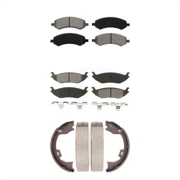 Front Rear Semi-Metallic Brake Pads Parking Shoe Kit For Dodge Ram 1500 With 8 Lug Wheels KSN-100678