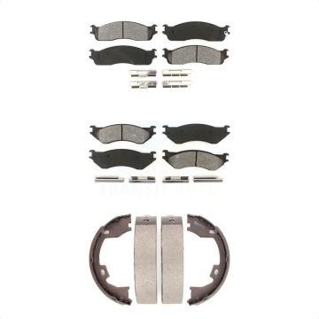 Front Rear Semi-Metallic Brake Pads And Parking Shoes Kit For Dodge Ram 1500 3500 2500 KSN-100679