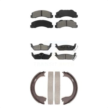 Front Rear Semi-Metallic Brake Pads And Parking Shoes Kit For 2010-2011 Ford F-150 KSN-100686
