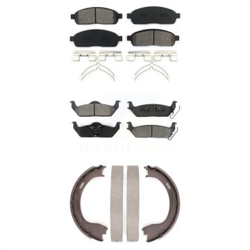Front Rear Semi-Metallic Brake Pads And Parking Shoes Kit For 2009 Ford F-150 KSN-100687