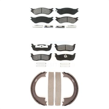 Front Rear Semi-Metallic Brake Pads And Parking Shoes Kit For Ford F-150 Expedition F-250 KSN-100688