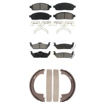 Front Rear Semi-Metallic Brake Pads And Parking Shoes Kit For Ford F-150 Lincoln Mark LT KSN-100689
