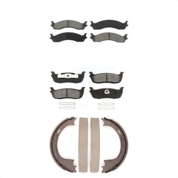 Front Rear Semi-Metallic Brake Pads And Parking Shoe Kit For Ford F-250 With 8 Lug Wheels KSN-100692