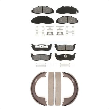 Front Rear Semi-Metallic Brake Pads And Parking Shoes Kit For Ford F-150 Heritage Lincoln KSN-100693