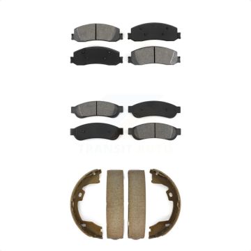 Front Rear Semi-Metallic Brake Pads And Parking Shoes Kit For Ford F-250 Super Duty F-350 KSN-100695