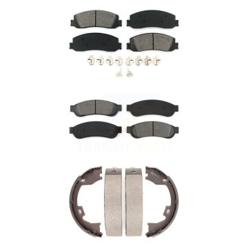 Front Rear Semi-Metallic Brake Pads And Parking Shoes Kit For Ford F-350 Super Duty F-250 KSN-100696