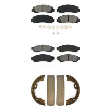 Front Rear Semi-Metallic Brake Pads Parking Shoe Kit For 2012 Ford F-350 Super Duty F-250 KSN-100697