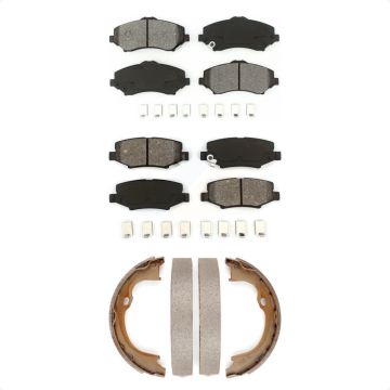 Front Rear Semi-Metallic Brake Pads & Parking Shoe Kit For Jeep Wrangler Liberty JK Dodge KSN-100702