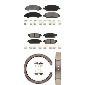 Front Rear Semi-Metallic Brake Pads Parking Shoes Kit For GMC Chevrolet Sierra 1500 Tahoe KSN-100709