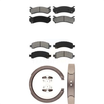 Front Rear Semi-Metallic Brake Pads Parking Shoes Kit For Chevrolet Avalanche 1500 GMC XL KSN-100710
