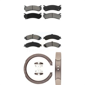 Front Rear Semi-Metallic Brake Pads Parking Shoes Kit For Chevrolet GMC Silverado 1500 XL KSN-100711