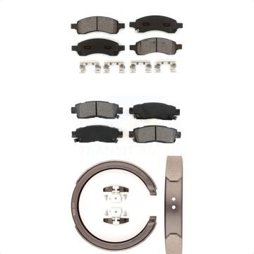 Front Rear Semi-Metallic Brake Pads Parking Shoes Kit For Chevrolet Trailblazer GMC Envoy KSN-100712