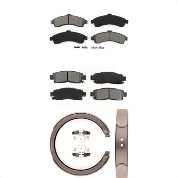Front Rear Semi-Metallic Brake Pads Parking Shoes Kit For GMC Chevrolet Envoy Trailblazer KSN-100716