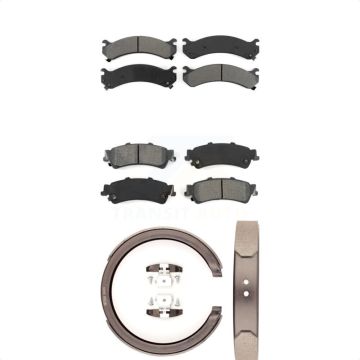 Front Rear Semi-Metallic Brake Pads And Parking Shoes Kit For Cadillac DTS DeVille KSN-100717