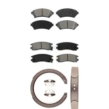 Front Rear Semi-Metallic Brake Pads And Parking Shoes Kit For Cadillac DeVille KSN-100718