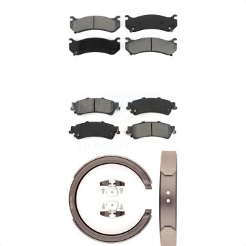 Front Rear Semi-Metallic Brake Pads Parking Shoes Kit For Chevrolet GMC Silverado 1500 XL KSN-100720