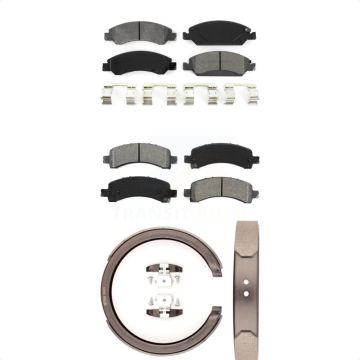 Front Rear Semi-Metallic Brake Pads And Parking Shoes Kit For Chevrolet Express 1500 GMC KSN-100721