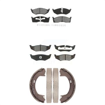 Front Rear Semi-Metallic Brake Pads And Parking Shoes Kit For Neon Dodge Plymouth KSN-100732