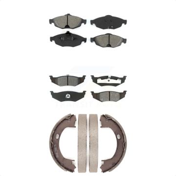 Front Rear Semi-Metallic Brake Pads & Parking Shoe Kit For Chrysler Sebring Dodge Stratus KSN-100733