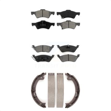 Front Rear Semi-Metallic Brake Pads & Parking Shoe Kit For Dodge Grand Caravan Chrysler KSN-100746