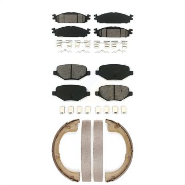 Front Rear Semi-Metallic Brake Pads And Parking Shoes Kit For 2010-2012 Lincoln MKT KSN-100750