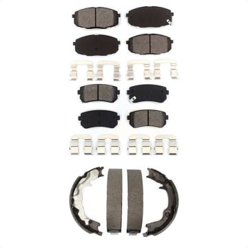 Front Rear Semi-Metallic Brake Pads And Parking Shoes Kit For 2010-2013 Kia Forte Koup KSN-100752