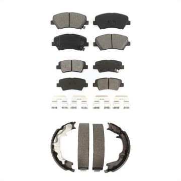 Front Rear Semi-Metallic Brake Pads And Parking Shoes Kit For 2014 Kia Forte Koup KSN-100753