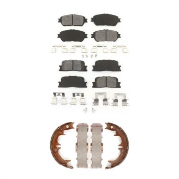 Front Rear Semi-Metallic Brake Pads & Parking Shoe Kit For Toyota Camry Lexus ES330 ES300 KSN-100764