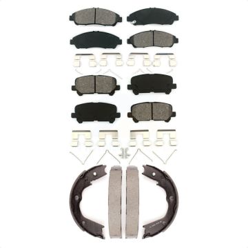 Front Rear Semi-Metallic Brake Pads And Parking Shoes Kit For Honda Pilot Acura MDX ZDX KSN-100766
