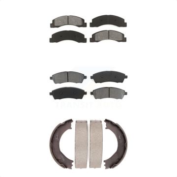 Front Rear Semi-Metallic Brake Pads And Parking Shoes Kit For Ford F-350 Super Duty F-250 KSN-100775