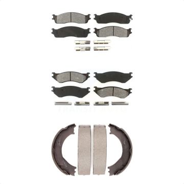 Front Rear Semi-Metallic Brake Pads & Parking Shoes Kit For 2003-2005 Dodge Ram 2500 3500 KSN-100776