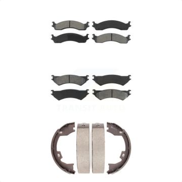 Front Rear Semi-Metallic Brake Pads Parking Shoe Kit For Ford E-350 Super Duty E-250 Club KSN-100777