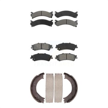 Front Rear Semi-Metallic Brake Pads And Parking Shoes Kit For 2001 GMC Sierra 3500 KSN-100780