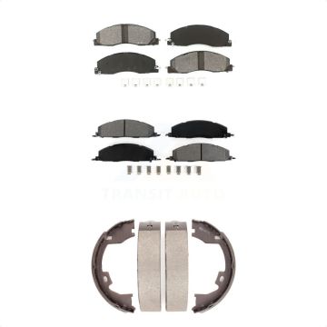 Front Rear Semi-Metallic Brake Pads And Parking Shoes Kit For Ram 3500 2500 1500 Dodge KSN-100781