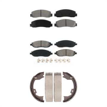 Front Rear Semi-Metallic Brake Pads And Parking Shoes Kit For Ford F-350 Super Duty F-250 KSN-100783