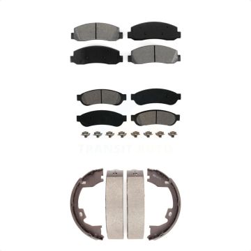 Front Rear Semi-Metallic Brake Pads And Parking Shoes Kit For Ford F-350 Super Duty KSN-100784