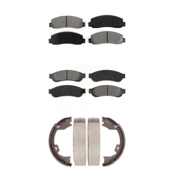 Front Rear Semi-Metallic Brake Pads And Parking Shoes Kit For Ford F-250 Super Duty F-350 KSN-100785