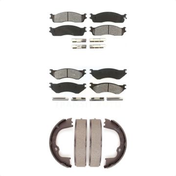 Front Rear Semi-Metallic Brake Pads Parking Shoe Kit For Dodge Ram 1500 With 5 Lug Wheels KSN-100786