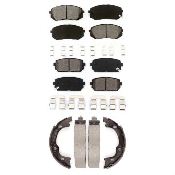 Front Rear Semi-Metallic Brake Pads And Parking Shoes Kit For 2007-2010 Kia Rondo KSN-100787