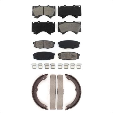Front Rear Semi-Metallic Brake Pads Parking Shoe Kit For Toyota Tundra Sequoia Lexus Land KSN-100789