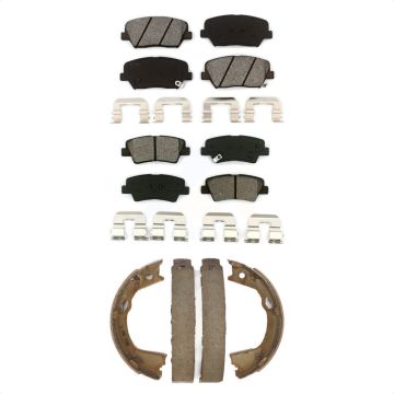Front Rear Semi-Metallic Brake Pads And Parking Shoes Kit For 2012-2017 Hyundai Azera KSN-100790