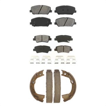 Front Rear Semi-Metallic Brake Pads Parking Shoes Kit For 2013 Kia Optima EX/SX with 2.0L KSN-100794