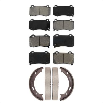 Front Rear Semi-Metallic Brake Pads & Parking Shoe Kit For 06-10 Jeep Grand Cherokee SRT8 KSN-100803