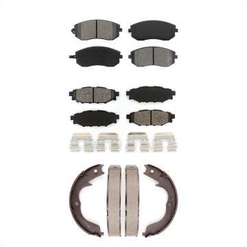 Front Rear Semi-Metallic Brake Pads Parking Shoes Kit For Subaru Outback Forester Impreza KSN-100806