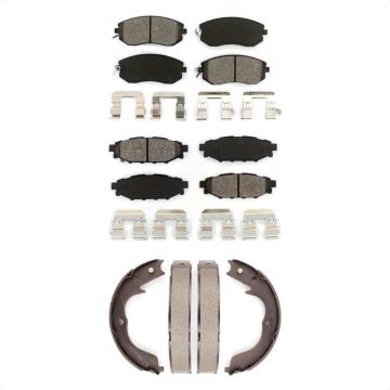 Front Rear Semi-Metallic Brake Pads And Parking Shoes Kit For Subaru Impreza Forester KSN-100808