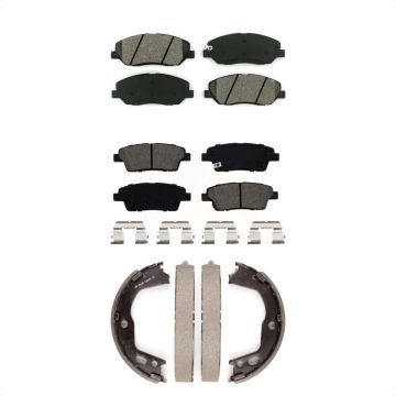 Front Rear Semi-Metallic Brake Pads And Parking Shoes Kit For Hyundai Genesis 3.8L KSN-100815